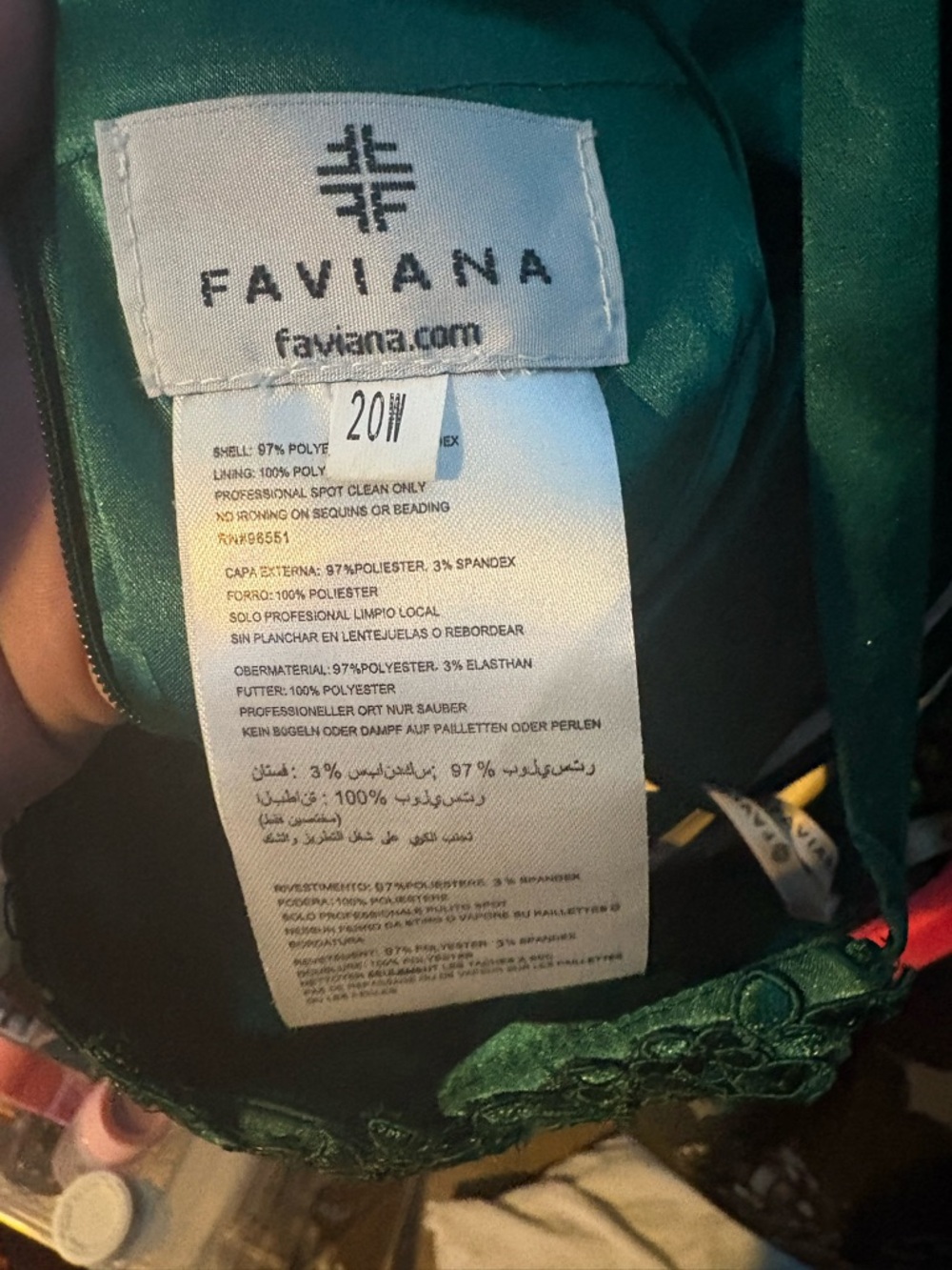 Faviana Teal Satin Formal Gown